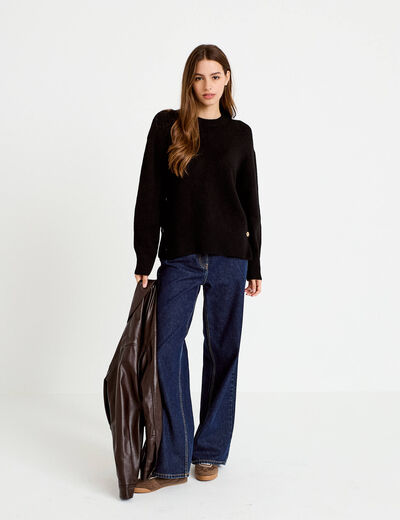 Pull manches longues noir femme