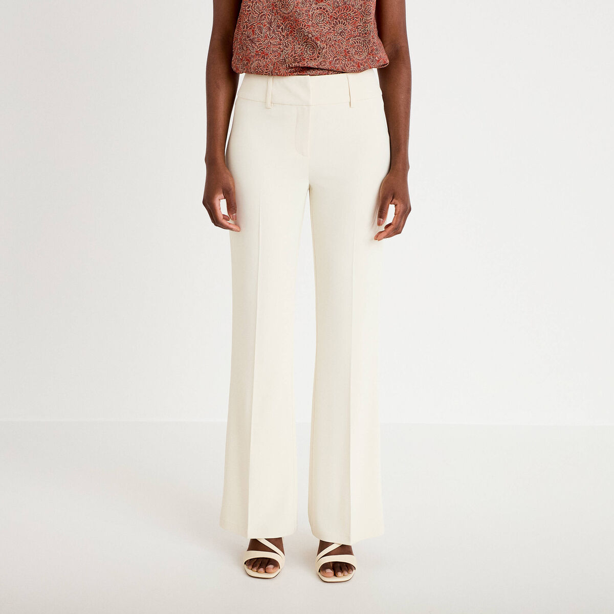 Pantalon bootcut taille standard ecru femme