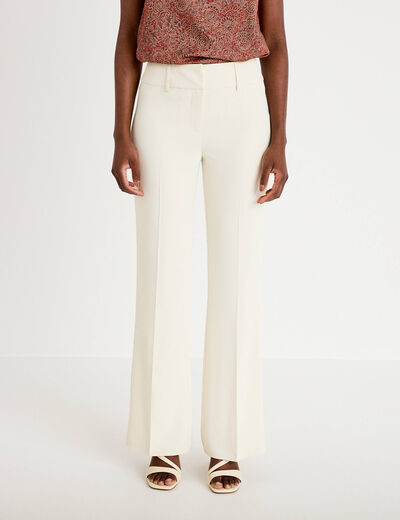 Pantalon bootcut taille standard ecru femme