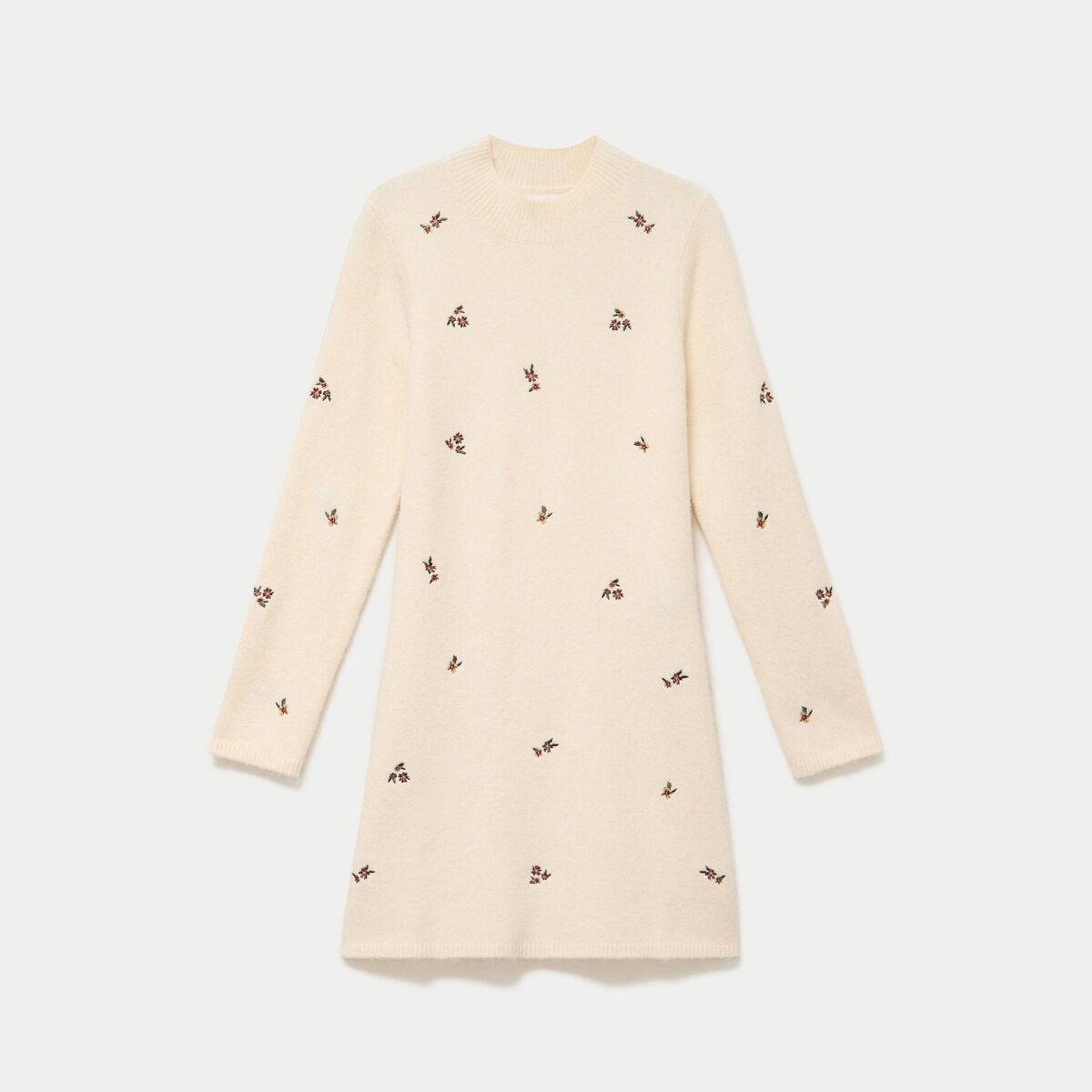 Robe pull droite manches longues sable femme