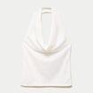 Top ajust&eacute; sans manches col b&eacute;nitier ecru femme