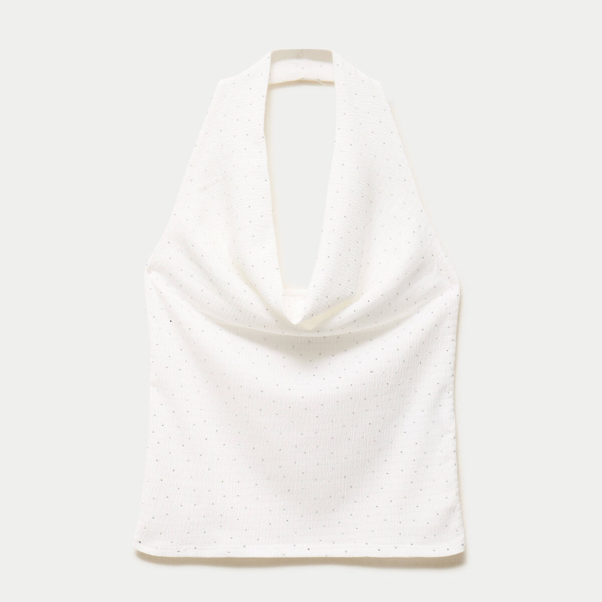 Top ajust&eacute; sans manches col b&eacute;nitier ecru femme
