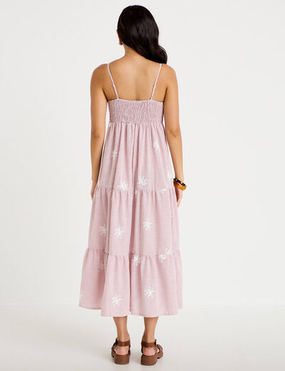 Robe longue &eacute;vas&eacute;e &agrave; fines bretelles rouge femme
