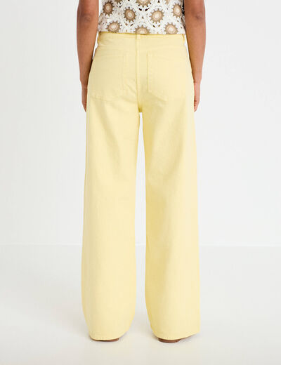 Jean wide leg taille haute jaune pastel femme