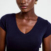T-shirt ajust&eacute; col v manches courtes bleu marine femme