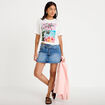 T-shirt col rond manches courtes ecru femme