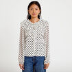 Blouse droite voile manches longues blanc femme