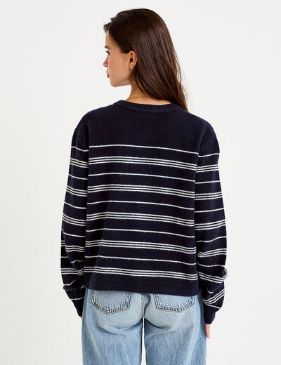 Gilet manches longues bleu marine femme