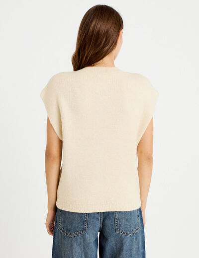 Gilet ample sans manches sable femme