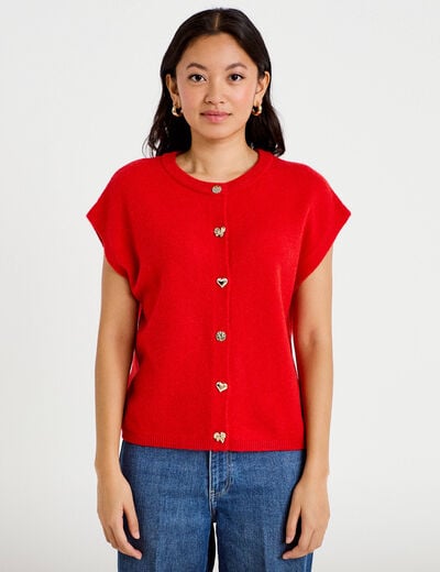 Gilet ample sans manches rouge femme
