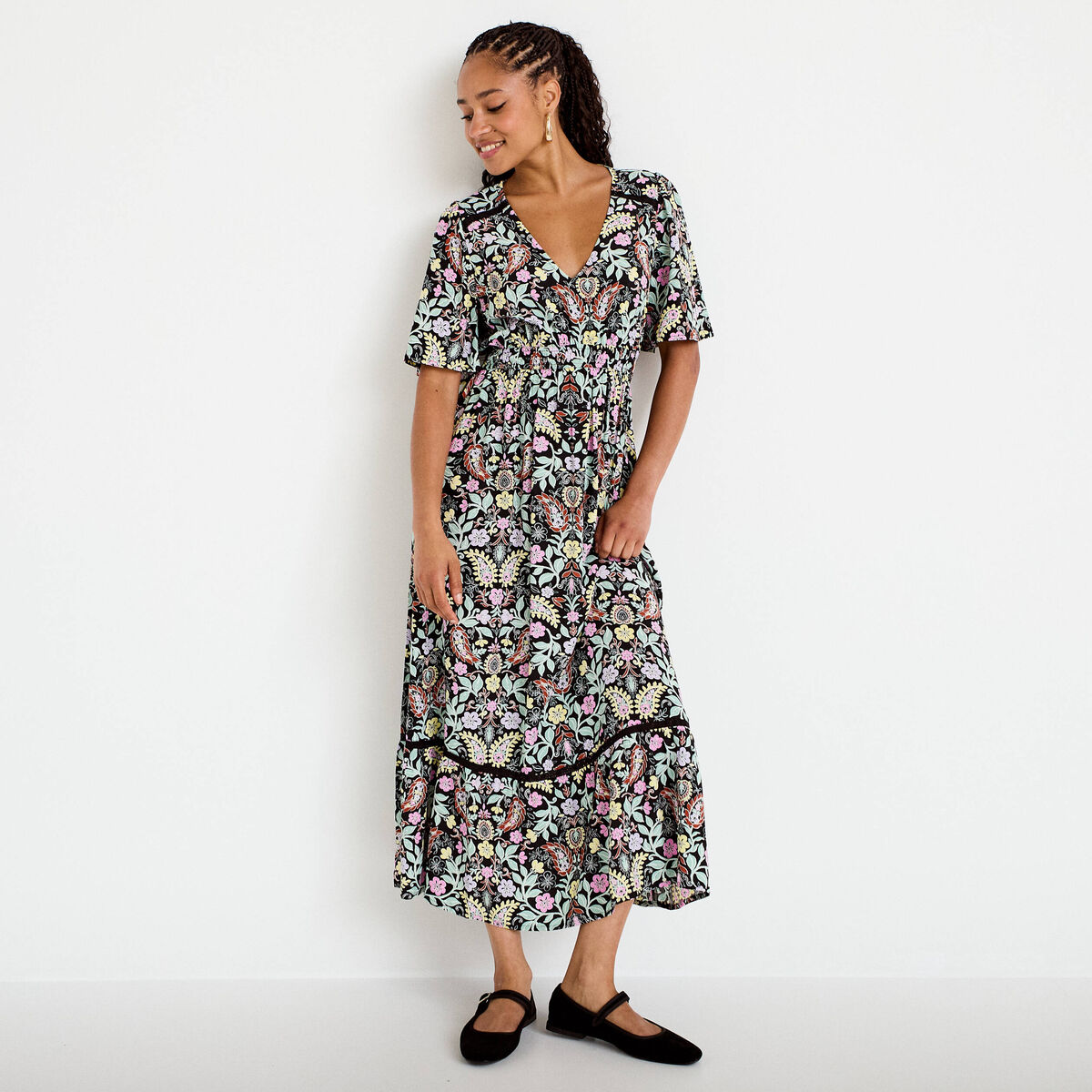 Robe &eacute;vas&eacute;e noir femme