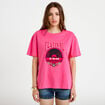T-shirt oversize manches courtes rose fushia femme