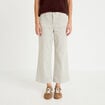 Pantalon large cropped taille haute vert kaki femme