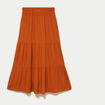 Jupe longue pliss&eacute;e &eacute;vas&eacute;e orange fonc&eacute; femme