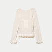 Pull ajour&eacute; col rond manches longues ecru femme