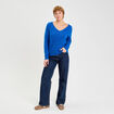 Pull avec col en V bleu electrique femme