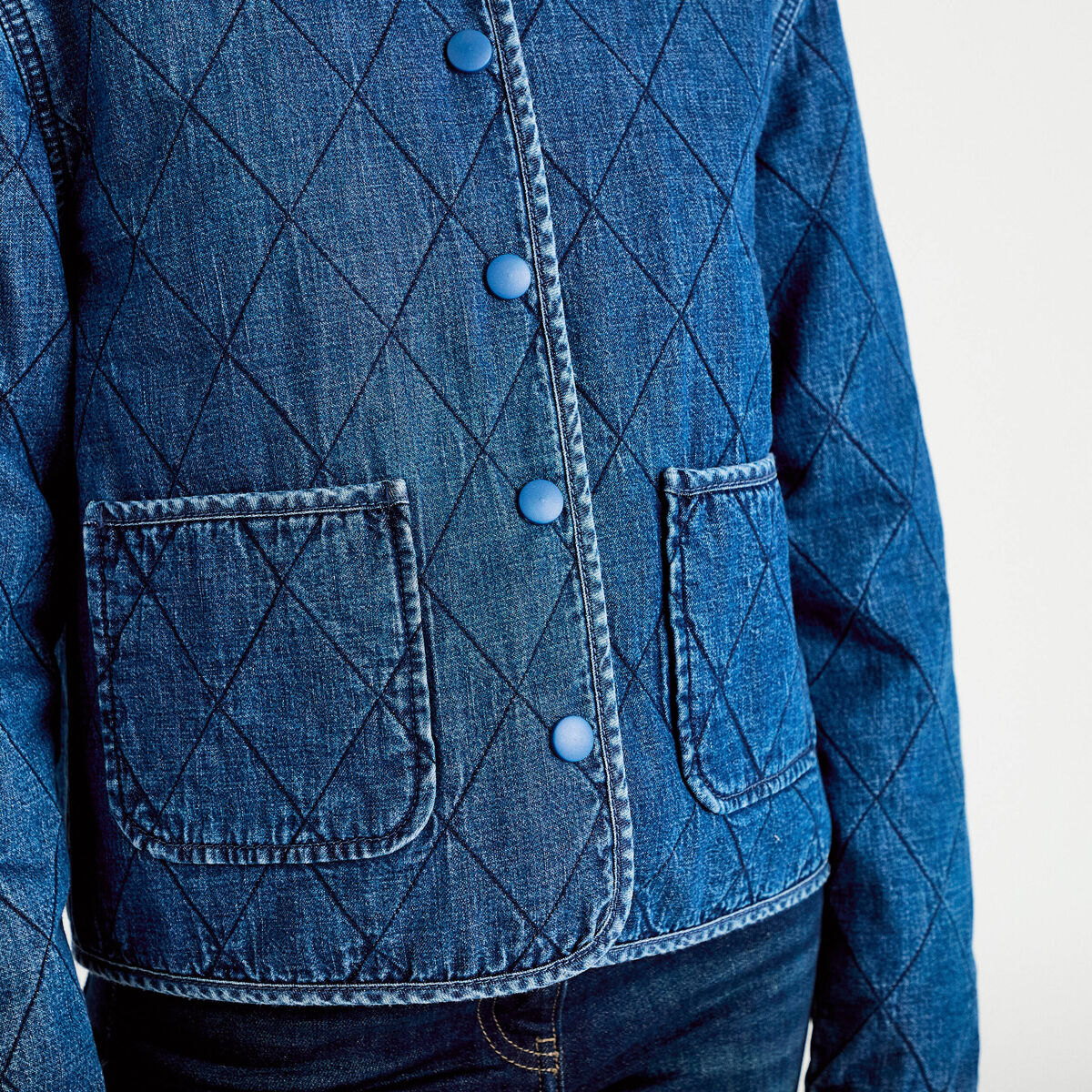 Veste en jean manches longues denim stone femme