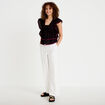 Pantalon bootcut taille standard ecru femme