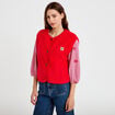 Gilet sans manches fausse fourrure rouge femme