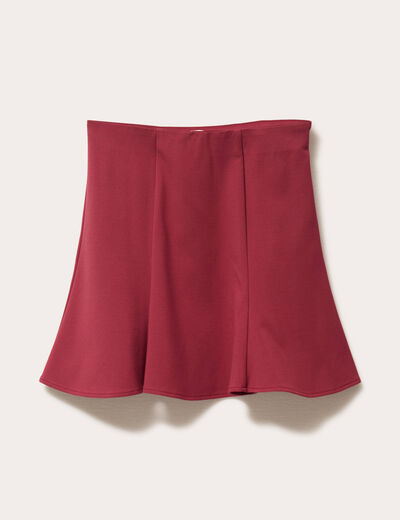 Jupe courte &eacute;vas&eacute;e stretch rouge fonc&eacute; femme