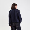 Trench droit court col tailleur bleu marine femme