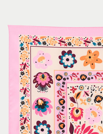 Foulard satin&eacute; soyeux rose clair femme