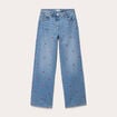 Jean wide leg taille haute brod&eacute; denim double stone femme