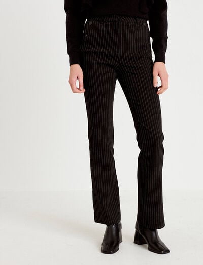 Pantalon bootcut taille haute noir femme