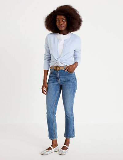 Jean bootcut cropped taille haute denim double stone femme