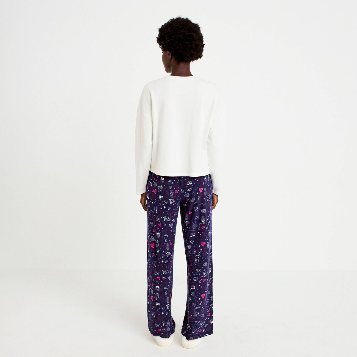 Pyjama manches longues bleu femme