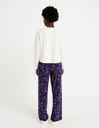 Pyjama manches longues bleu femme