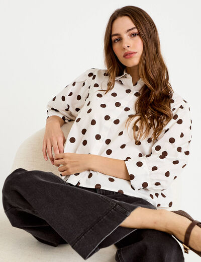 Chemise droite manches longues blanc femme