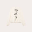 Blouse noeuds contrast&eacute;s ecru femme