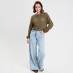 Pull manches longues vert fonc&eacute; femme