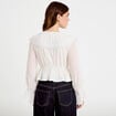 Blouse col claudine bas resserr&eacute; ecru femme