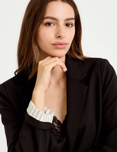 Blazer ajust&eacute; manches longues noir femme