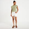 D&eacute;bardeur ajour&eacute; vert kaki femme