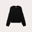 Pull fleurs en relief noir femme