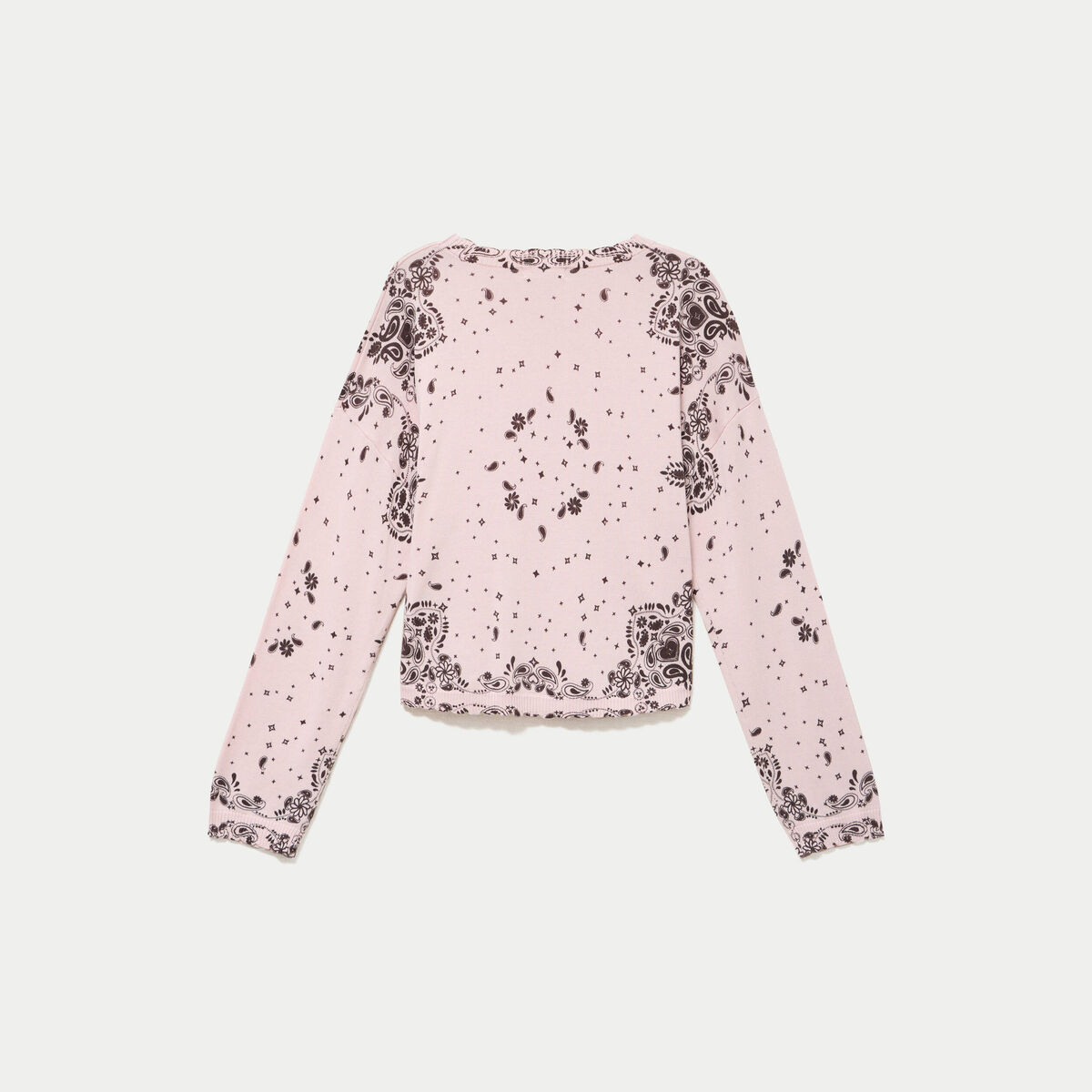 Pull col rond manches longues rose clair femme
