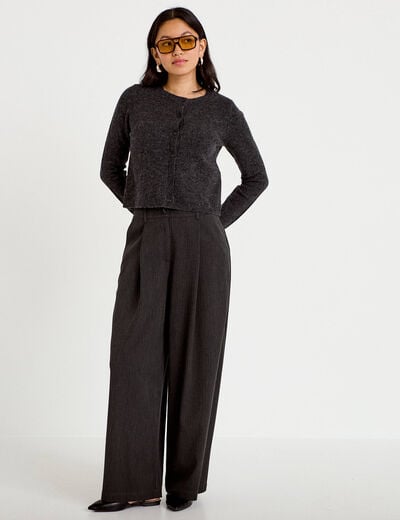 Pantalon bootcut taille haute gris fonc&eacute; femme