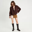 Jupe-short &eacute;vas&eacute;e su&eacute;dine marron femme
