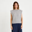 Pull sans manches col rond gris clair femme