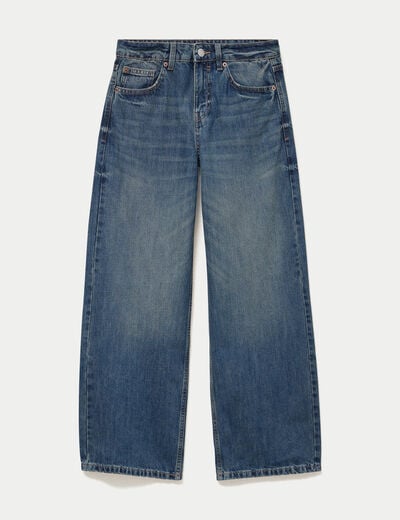 Jean wide leg taille basse denim double stone femme