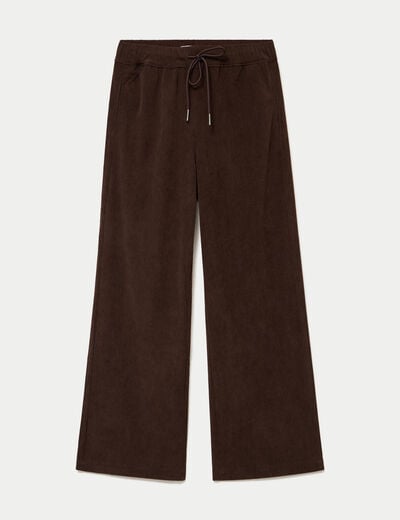 Pantalon bootcut taille standard velours marron fonc&eacute; femme