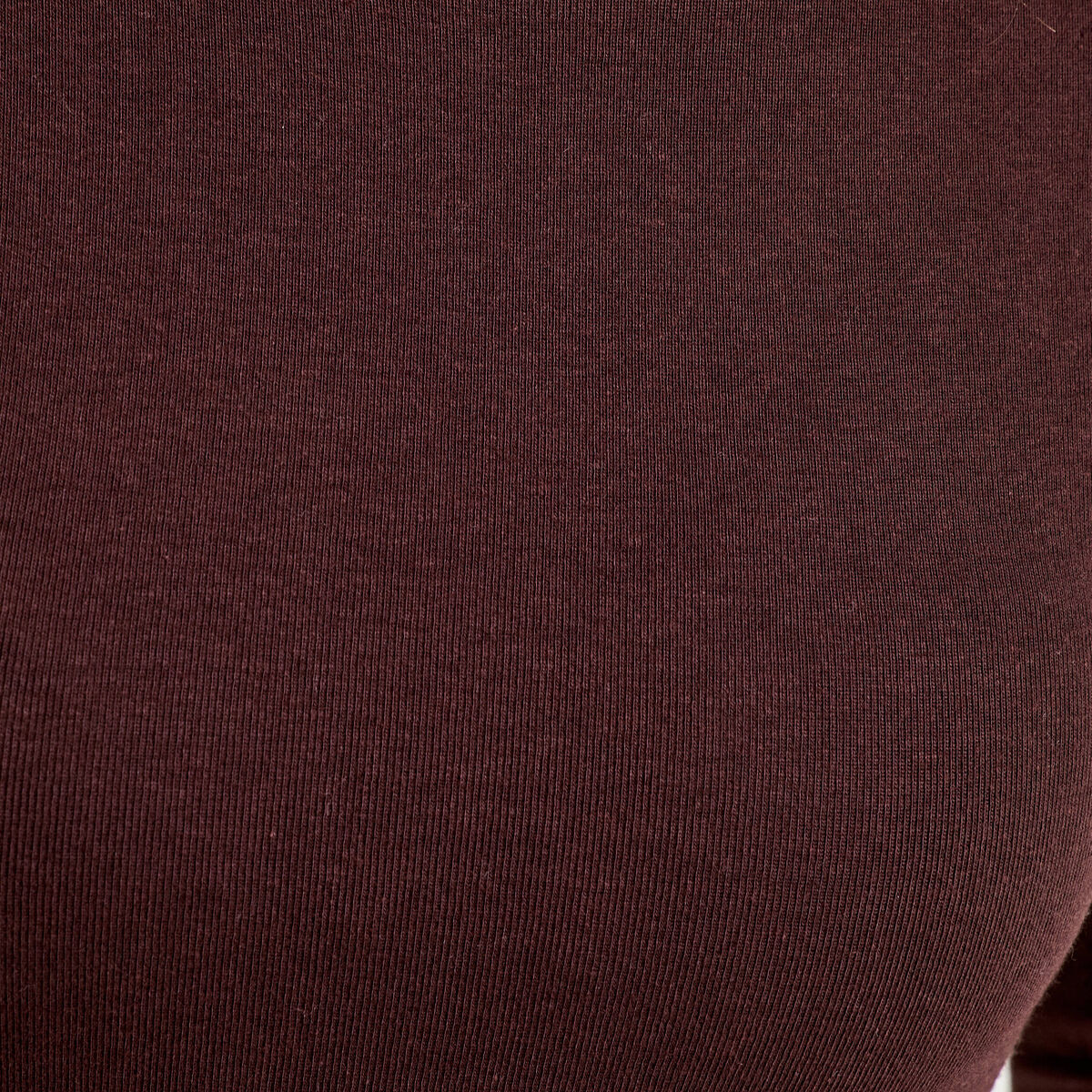 T-shirt cintr&eacute; col rond manches longues marron fonc&eacute; femme