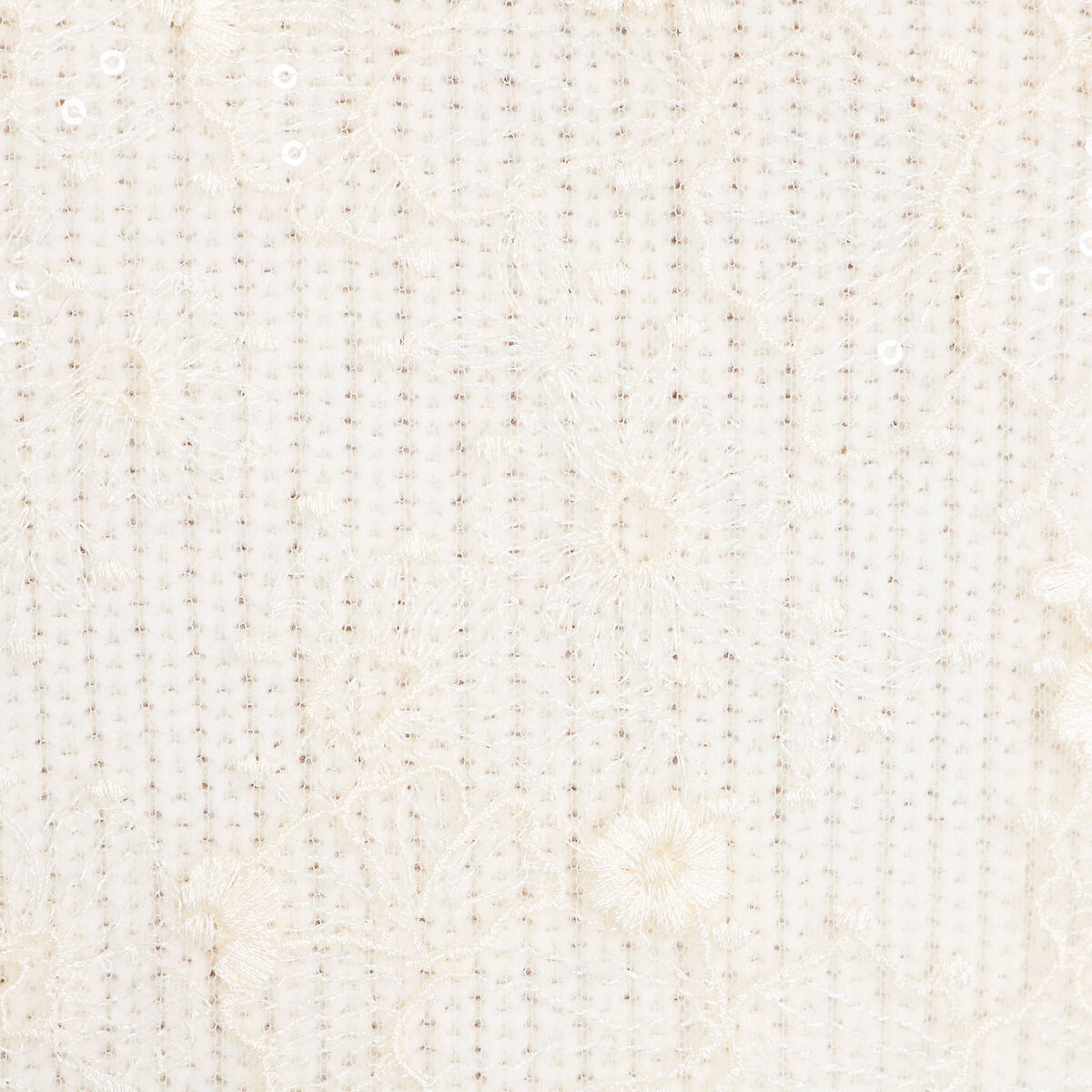 Pull dentelle manches courtes ecru femme