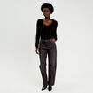 Pull cropped avec noeud noir femme