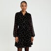 Robe brod&eacute;e &eacute;vas&eacute;e manches longues noir femme