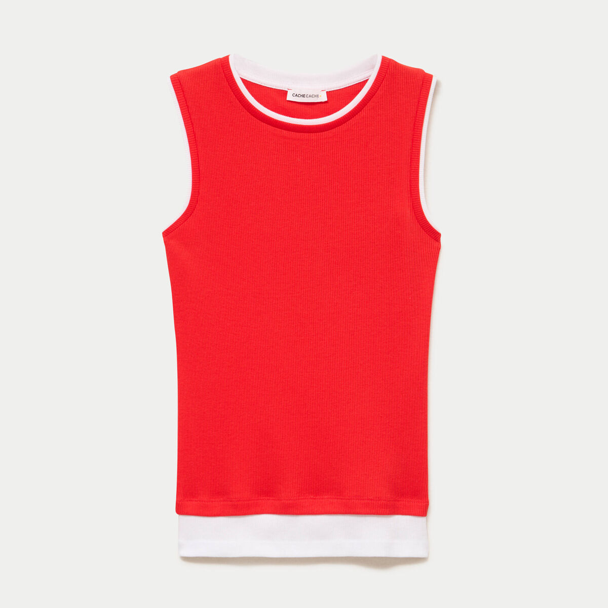 D&eacute;bardeur ajust&eacute; col rond rouge femme