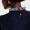 Pull col rond vichy manches longues bleu marine femme